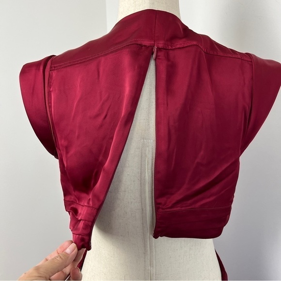 Jason Wu Alexandria Satin Midriff Cutout Midi Dress. Red. Medium. #591. NWOT - Picture 8 of 13
